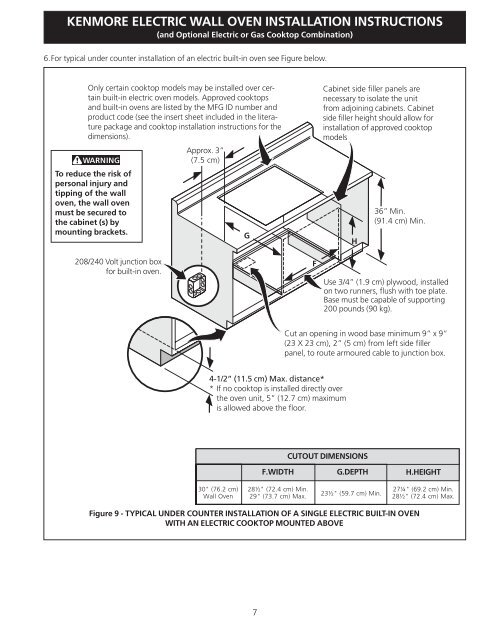 kenmore electric wall oven installation instructions - Sears