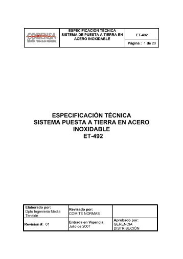 ESPECIFICACIÓN TÉCNICA SISTEMA PUESTA A TIERRA EN ...