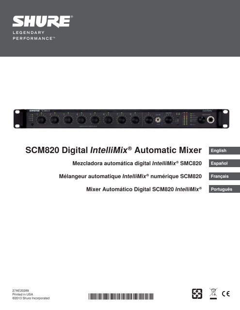 SCM820 User Guide English - Shure.com