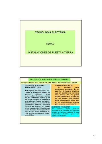 TECNOLOGÍA ELÉCTRICA TEMA 3 INSTALACIONES DE PUESTA ...