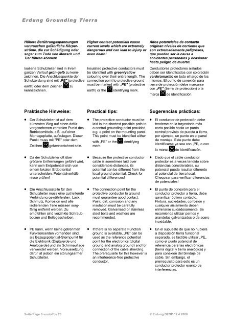 Allgemeine Erdungsempfehlung General grounding ...