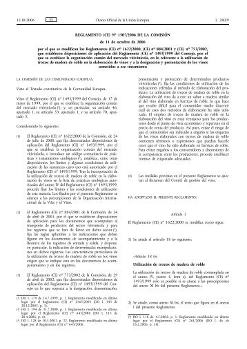 REGLAMENTO (CE) No 1507/2006 DE LA COMISIÓN de ... - EUR-Lex