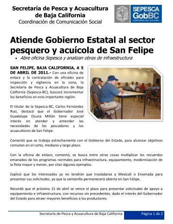 Atiende Gobierno Estatal al sector pesquero y acuícola de San Felipe