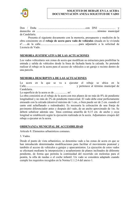 Anexo Lic Obra Vado Vehiculos Candelaria