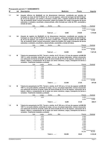 Presupuesto y medicion + Hoja PEM 96,52 Kb - Tazacorte