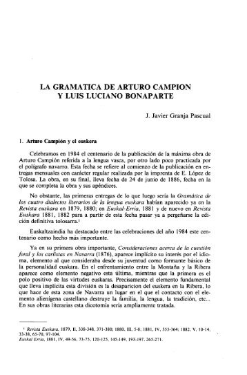 LA GRAMATICA DE ARTURO CAMPION y LUIS ... - Euskaltzaindia