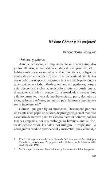 Máximo Gómez y las mujeres - Clío - Organo de la Academia ...