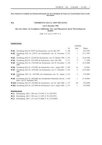 B VERORDNUNG (EG) Nr. 338/97 DES RATES vom 9 ... - EUR-Lex