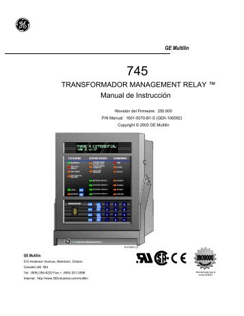 745 Transformador Management Relay - GE Digital Energy