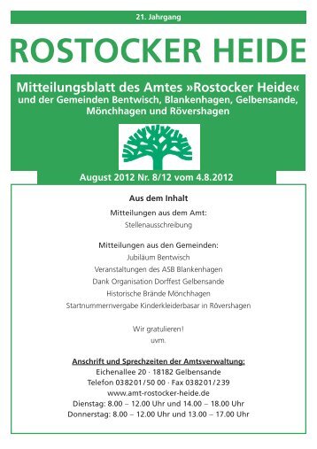 Mitteilungsblatt des Amtes - Amt Rostocker Heide