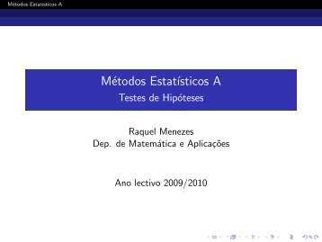 Métodos Estatísticos A Testes de Hipóteses