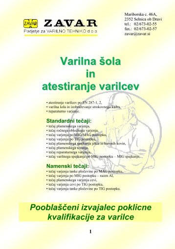 Varilna šola in atestiranje varilcev - ZAVAR doo