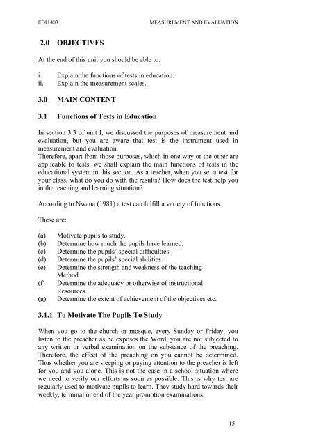 EDU 403 Measurement and Evaluation - National Open University ...