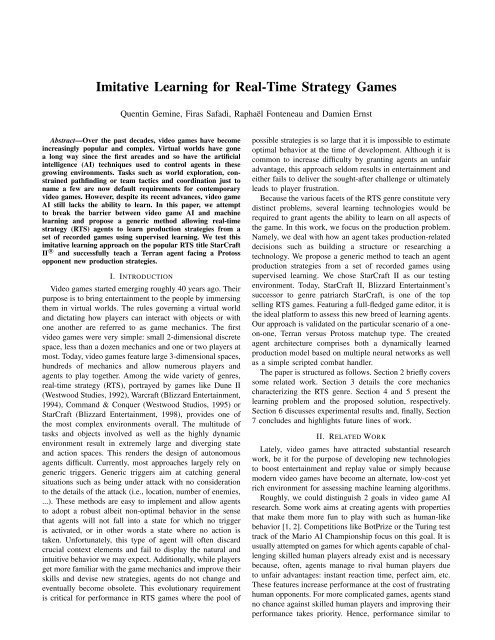 Imitative Learning for Real-Time Strategy Games - Montefiore