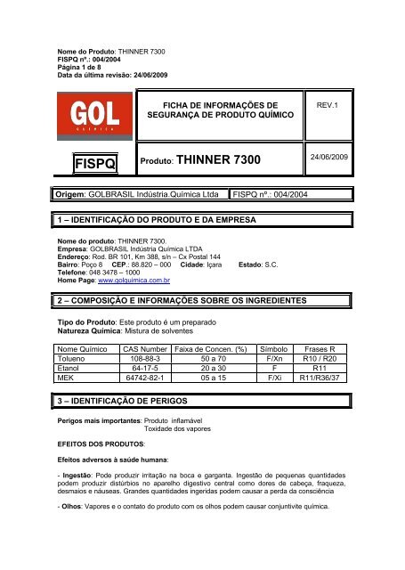 Galop® M - FISPQ, PDF, Embalagem e rotulagem