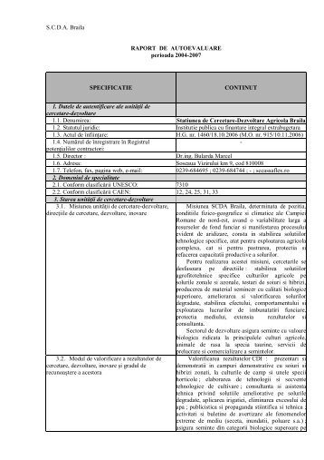 Raport_SCDA Braila - ASAS - Academia de Stiinte Agricole si Silvice