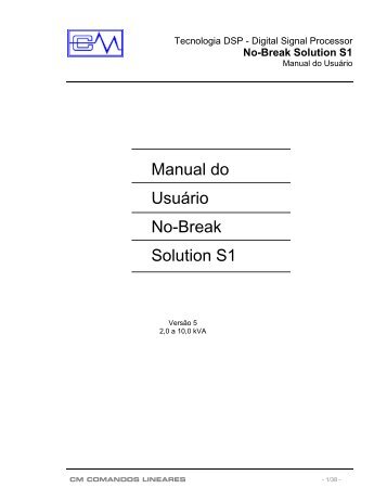 Manual do Usuário No-Break Solution S1 - CM Comandos