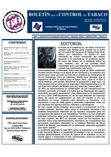 BOLETÍN para el CONTROL del TABACO - Instituto Nacional de ...