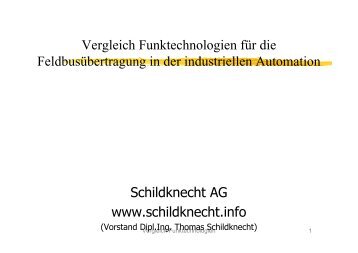 Vergleich Funktechnologien für die ... - Schildknecht AG