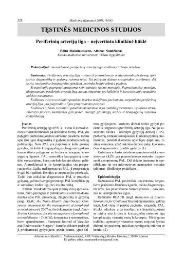 Periferinių arterijų liga - Medicina - kmu