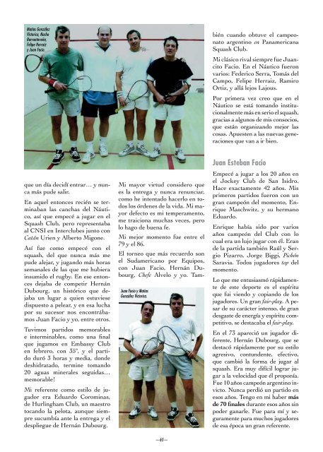 La Historia del Squash del Náutico contada por sus ... - The Club