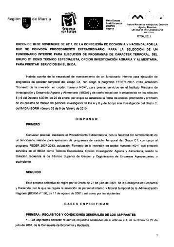 Región de Murcia Crecemos con Europa GRUPO C1 COMO ... - imida