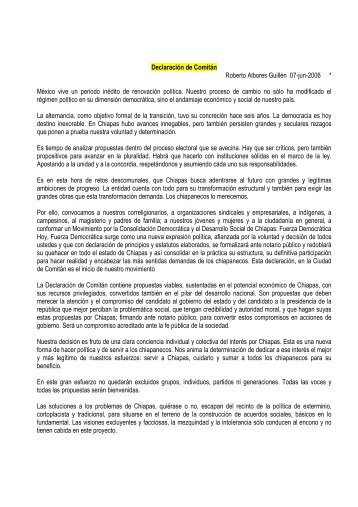 Declaración de Comitán Roberto Albores Guillén 07-jun-2006 ...