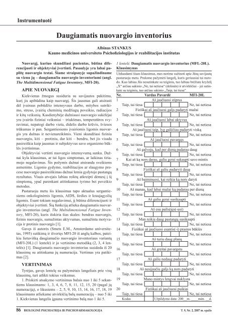 daugiamatis nuovargio inventorius - Psichofiziologijos ir ...