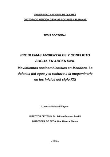 Problemas ambientales y conflicto social en Argentina. Movimientos