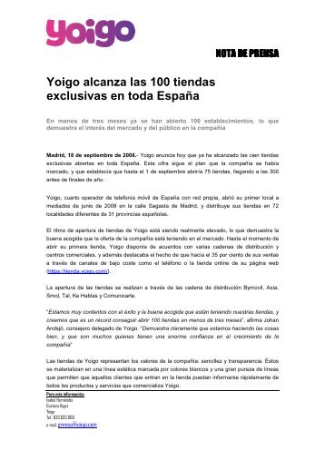 Yoigo alcanza las 100 tiendas exclusivas en toda España