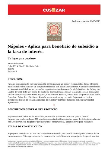 Nápoles - Aplica para beneficio de subsidio a la tasa de ... - Cusezar