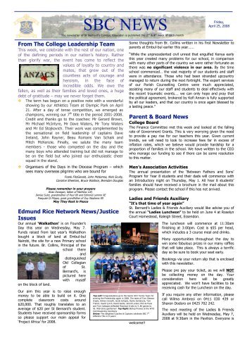 SBC NEWS - St Bernard's College