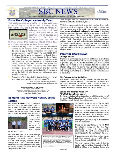 SBC NEWS - St Bernard's College