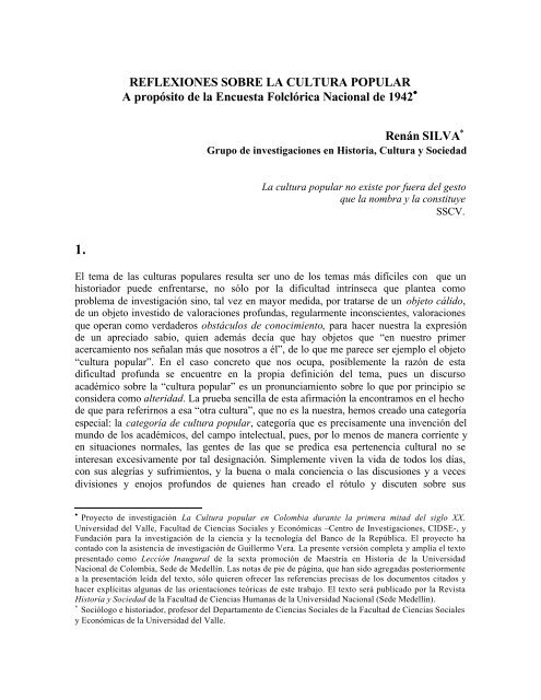 Reflexiones sobre la cultura popular - Sociedad, Historia y Cultura ... Reflexiones sobre la cultura popular - Sociedad, Historia y Cultura ...
