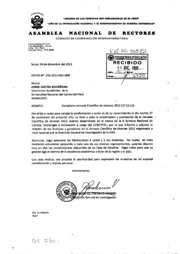 RECIBIDO ASAMBLEA NACIONAL DE RECTORES - Universidad ...