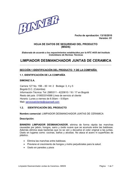 Juntas de Cerámica Limpiador Desmanchador Antibacterial