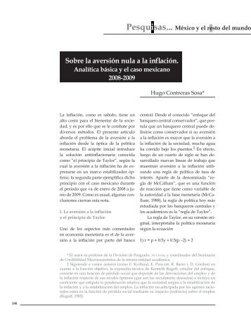 Sobre la aversión nula a la inflación. Analítica básica y el ... - UNAM