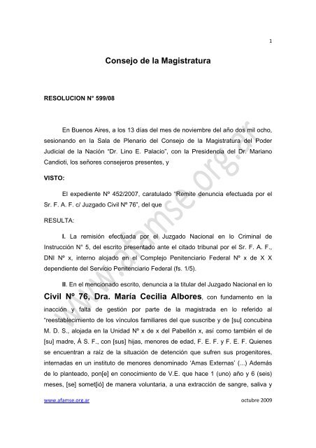 Consejo de la Magistratura Civil Nº 76, Dra. María Cecilia Albores ...