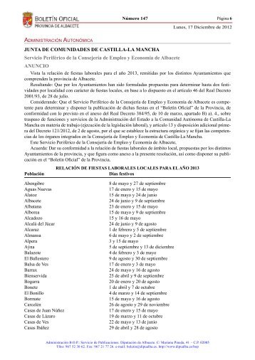 Boletín Oficial de la Provincia de Albacete - Portal de Castilla La ...