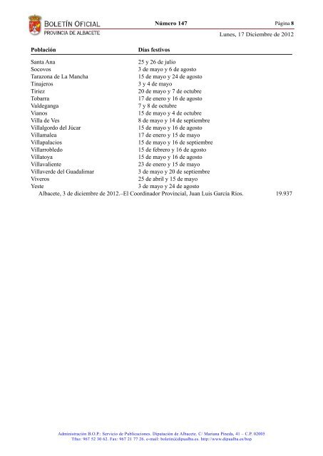 Boletín Oficial de la Provincia de Albacete - Portal de Castilla La ...