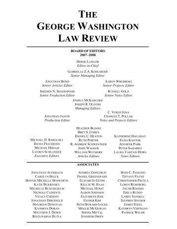 Volume 76 Masthead - The George Washington Law Review