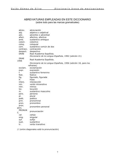 Diccionario breve de mexicanismos - Commonweb