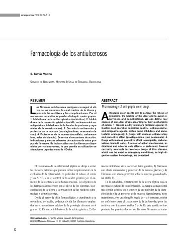 Farmacología de los antiulcerosos - Semes