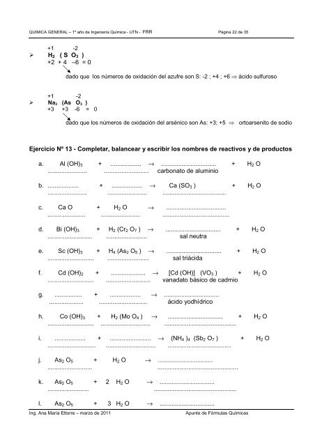 Formulas Quimicas - Utn