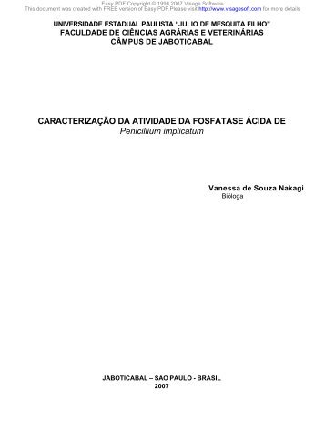 CARACTERIZAÇÃO DA ATIVIDADE DA FOSFATASE ÁCIDA DE ...