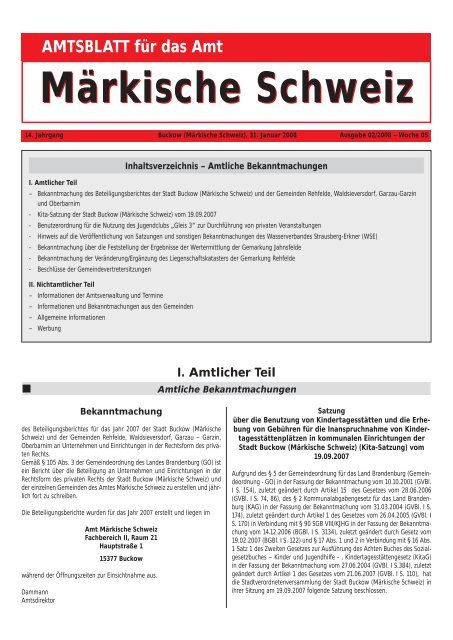 AMTSBLATT für das Amt Märkische Schweiz