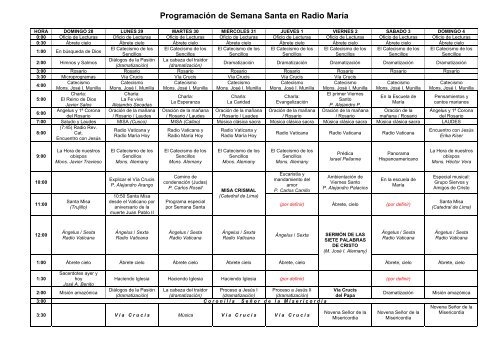 Programación de Semana Santa en Radio María - Radio María Perú