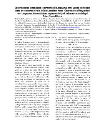 Determinación de ácidos grasos en carne (músculo longissimus ...