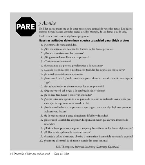 Guía de Trabajo "Desarrolle el Líder que hay en Usted"