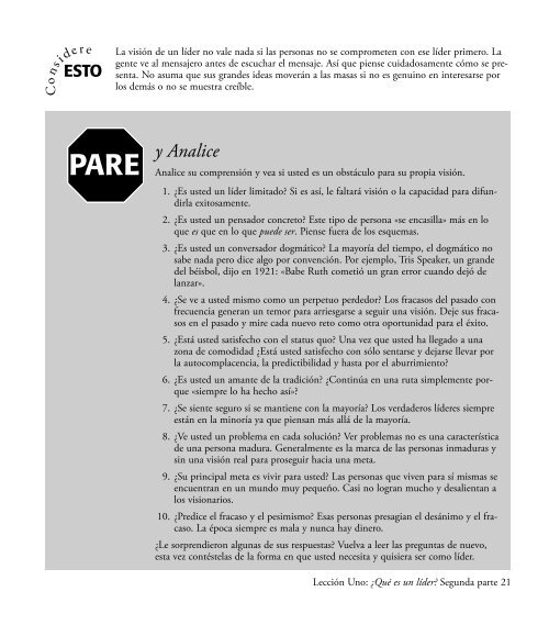 Guía de Trabajo "Desarrolle el Líder que hay en Usted"